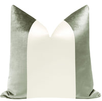 PANEL COLORBLOCK :: FAUX SILK VELVET // PISTACHIO + ALABASTER SILK