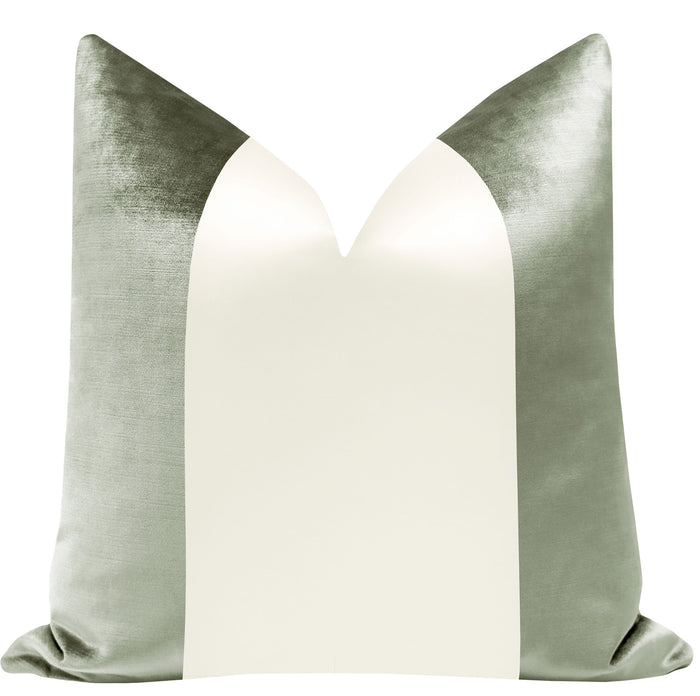 PANEL COLORBLOCK :: FAUX SILK VELVET // PISTACHIO + ALABASTER SILK