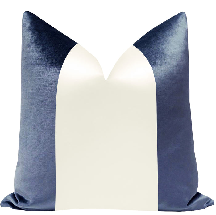 PANEL COLORBLOCK :: FAUX SILK VELVET // PRUSSIAN BLUE + ALABASTER SILK