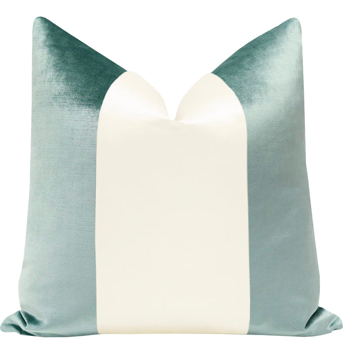 PANEL COLORBLOCK :: FAUX SILK VELVET // TURKISH BLUE + ALABASTER SILK
