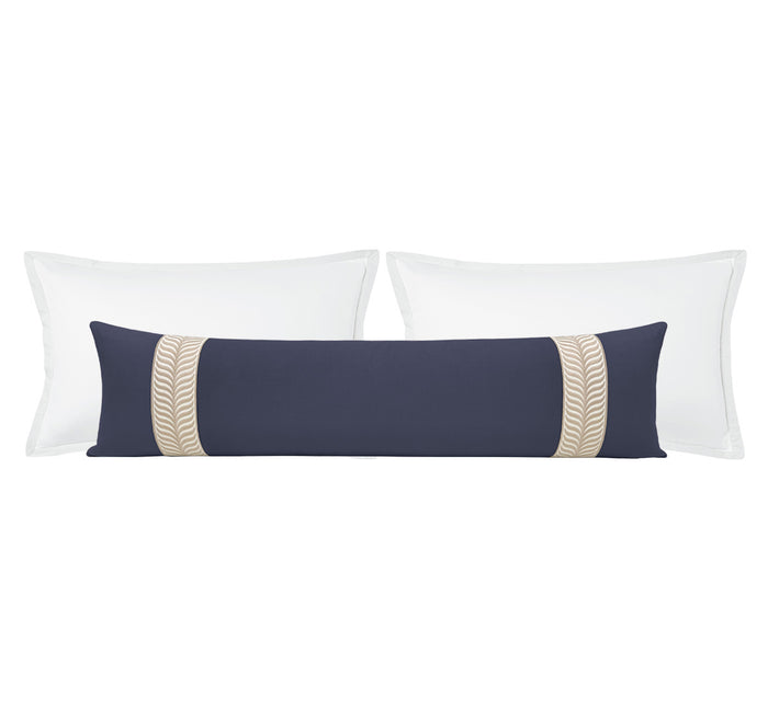 THE XL LUMBAR :: CLASSIC LINEN // NAVY BLUE + TRELLIS TRIM // NATURAL