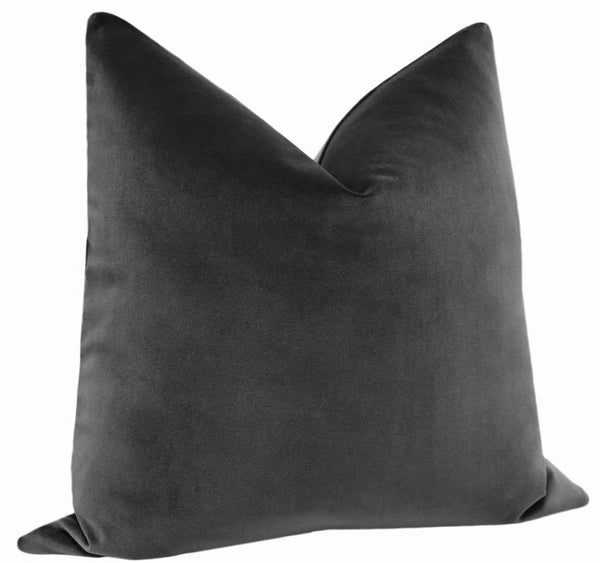 FINAL SALE : 18" X 18" SIGNATURE VELVET // GRAPHITE PILLOW COVER