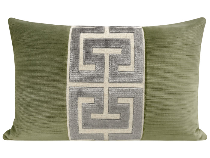 THE LITTLE LUMBAR :: STRIE VELVET // SPANISH MOSS + GRAPHITE GREEK TRIM