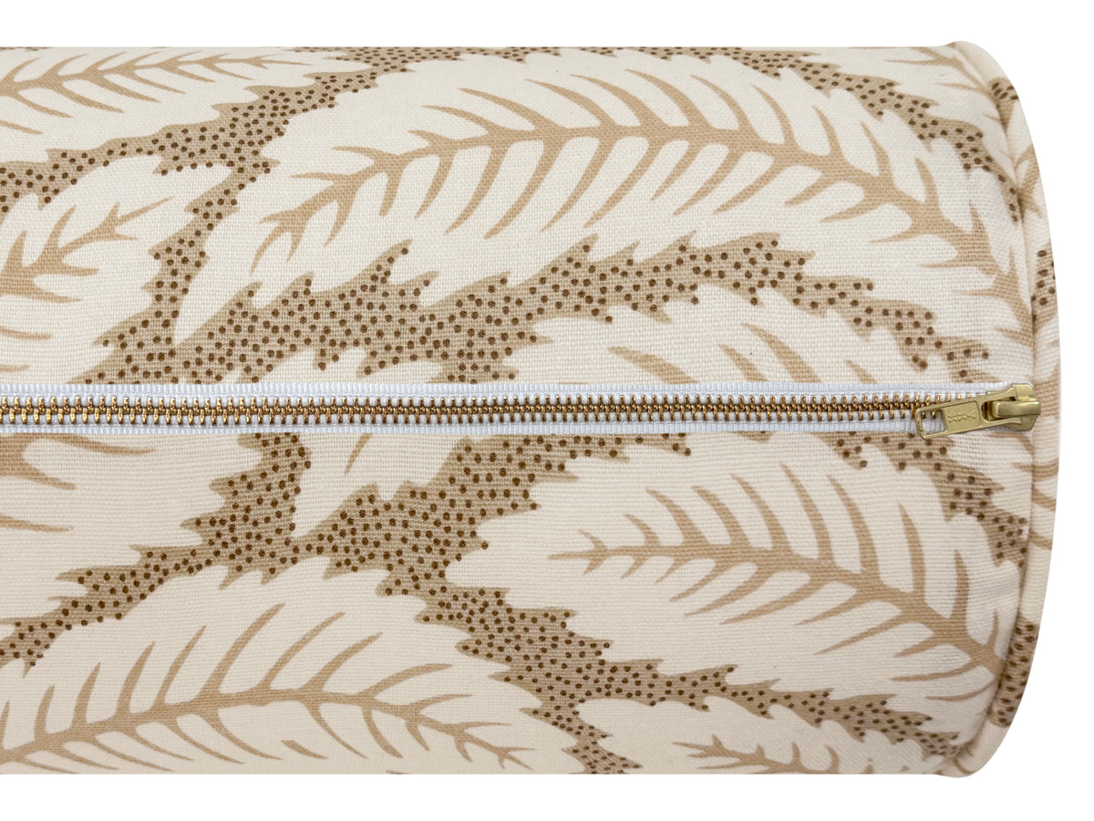 THE BOLSTER :: TALAVERA COTTON AND LINEN PRINT // BEIGE | BRUNSCHWIG & FILS