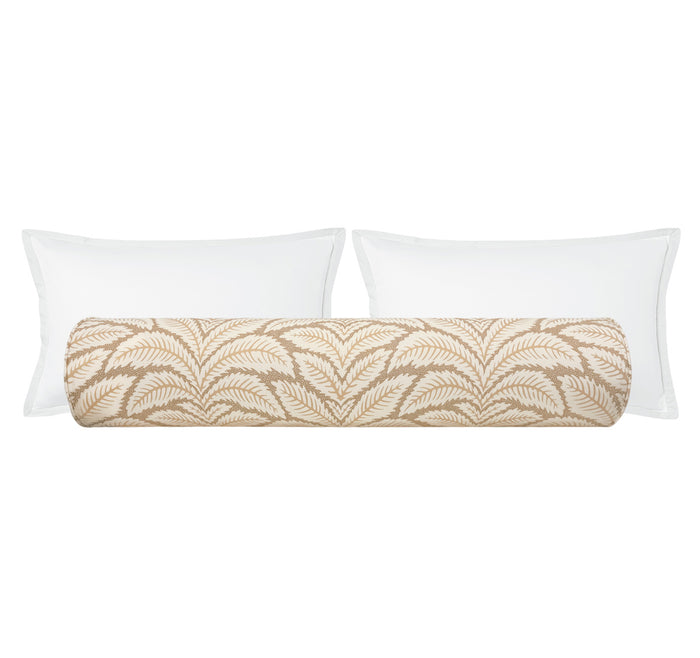 THE BOLSTER :: TALAVERA COTTON AND LINEN PRINT // BEIGE | BRUNSCHWIG & FILS