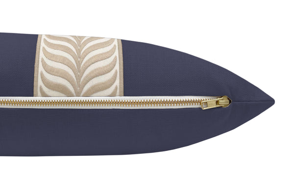 THE XL LUMBAR :: CLASSIC LINEN // NAVY BLUE + TRELLIS TRIM // NATURAL