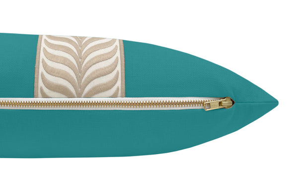 THE XL LUMBAR :: CLASSIC LINEN // PEACOCK + TRELLIS TRIM // NATURAL