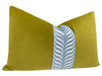 THE LITTLE LUMBAR :: CLASSIC VELVET // CHARTREUSE + TRELLIS TRIM // POWDER BLUE