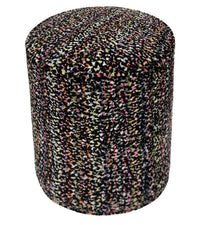 THE TIGHT ROUND OTTOMAN :: CONFETTI CUT VELVET // NOIR