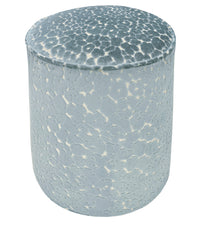 THE TIGHT ROUND OTTOMAN :: LEOPARD CUT VELVET // CERULEAN BLUE