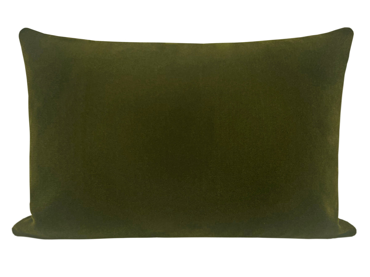 FINAL SALE : 12" X 18" MOHAIR VELVET // OLIVE PILLOW COVER