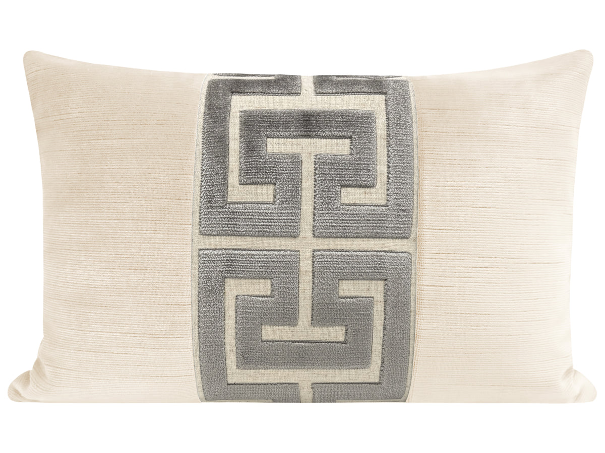 THE LITTLE LUMBAR :: STRIE VELVET // CASHMERE + GRAPHITE GREEK TRIM