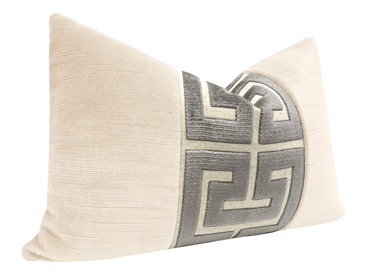 THE LITTLE LUMBAR :: STRIE VELVET // CASHMERE + GRAPHITE GREEK TRIM