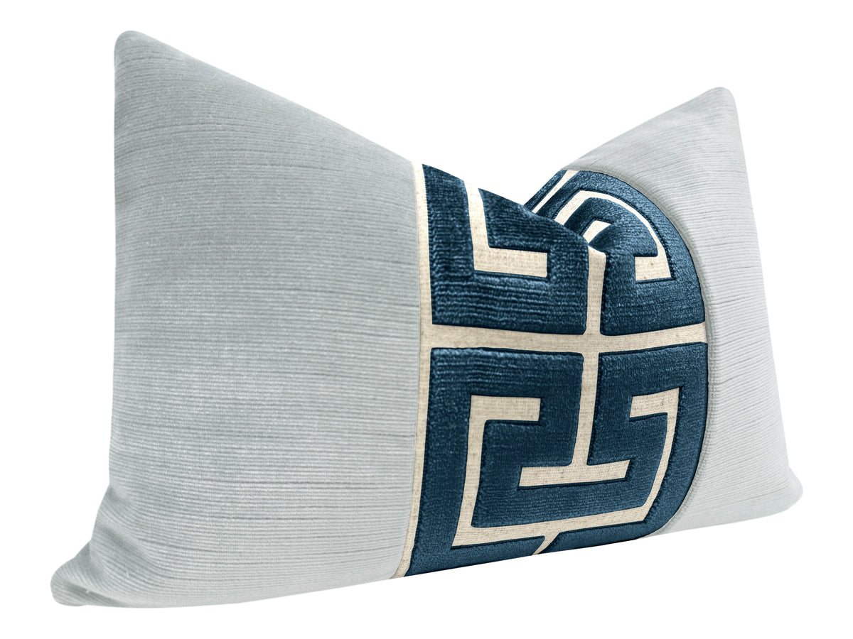 THE LITTLE LUMBAR :: STRIE VELVET // MIST + NAVY BLUE GREEK TRIM