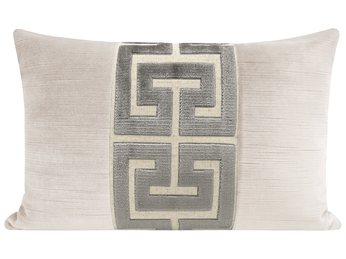 THE LITTLE LUMBAR :: STRIE VELVET // OYSTER + GRAPHITE GREEK TRIM