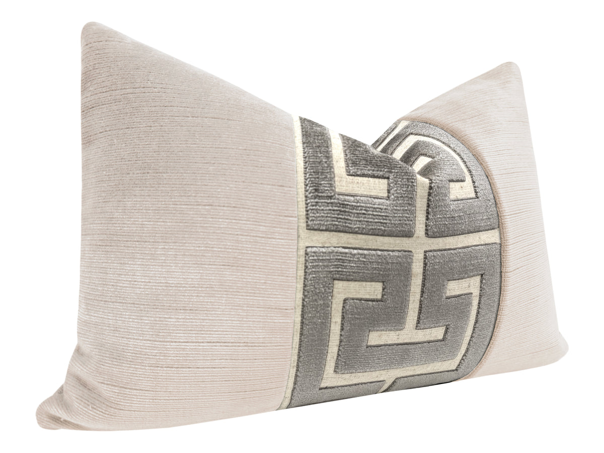 THE LITTLE LUMBAR :: STRIE VELVET // OYSTER + GRAPHITE GREEK TRIM