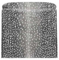 THE SKIRTED OTTOMAN :: ANTELOPE LINEN PRINT // CHARCOAL