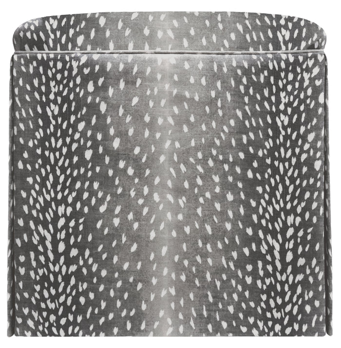 THE SKIRTED OTTOMAN :: ANTELOPE LINEN PRINT // CHARCOAL