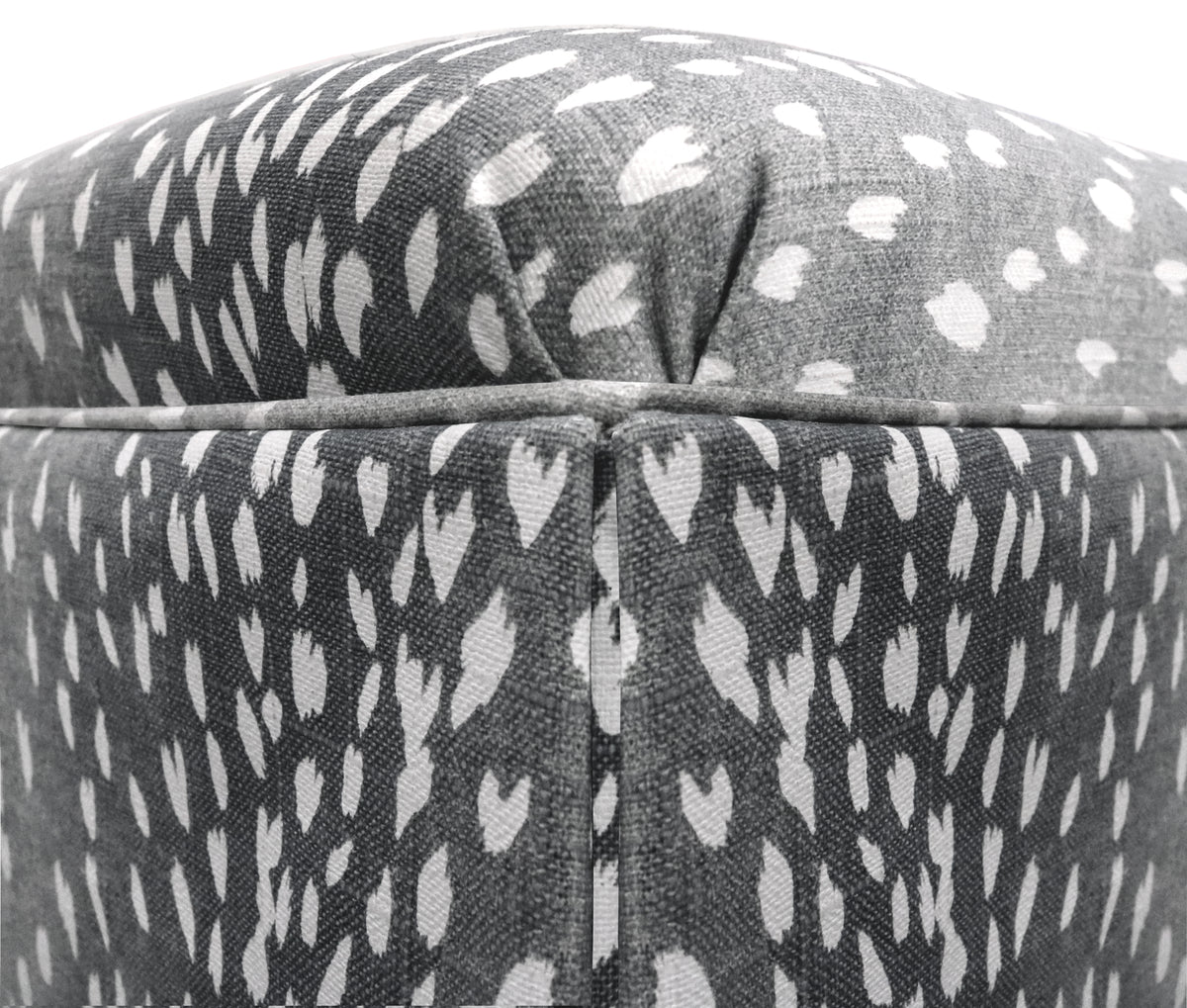 THE SKIRTED OTTOMAN :: ANTELOPE LINEN PRINT // CHARCOAL