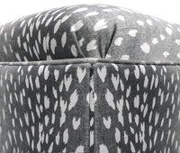 THE SKIRTED OTTOMAN :: ANTELOPE LINEN PRINT // CHARCOAL