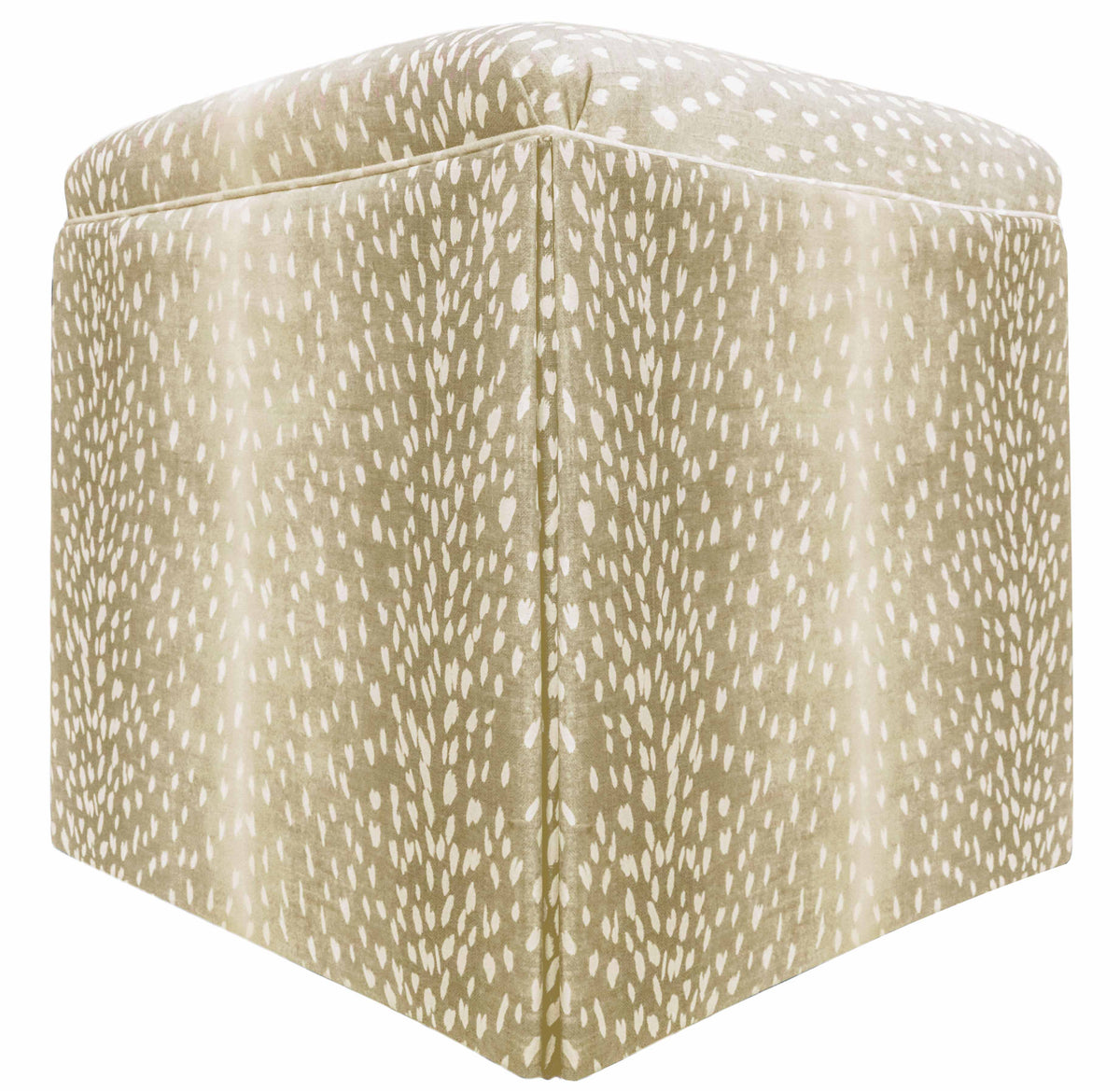 THE SKIRTED OTTOMAN :: ANTELOPE LINEN PRINT // NATURAL