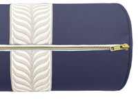THE BOLSTER :: CLASSIC LINEN // NAVY BLUE + TRELLIS TRIM // NATURAL