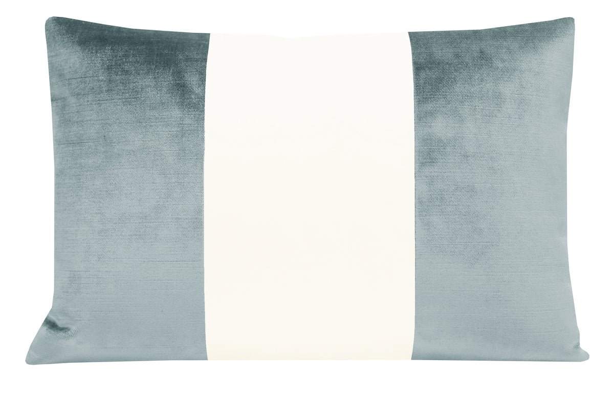 PANEL COLORBLOCK :: FAUX SILK VELVET // CERULEAN BLUE + ALABASTER SILK