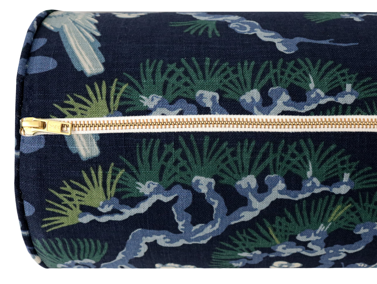 THE BOLSTER :: TRELLIS LINEN PRINT // NAVY BLUE