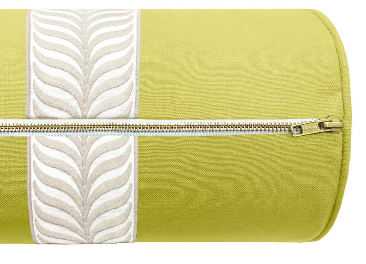 THE BOLSTER :: CLASSIC LINEN // CHARTREUSE + TRELLIS TRIM // NATURAL