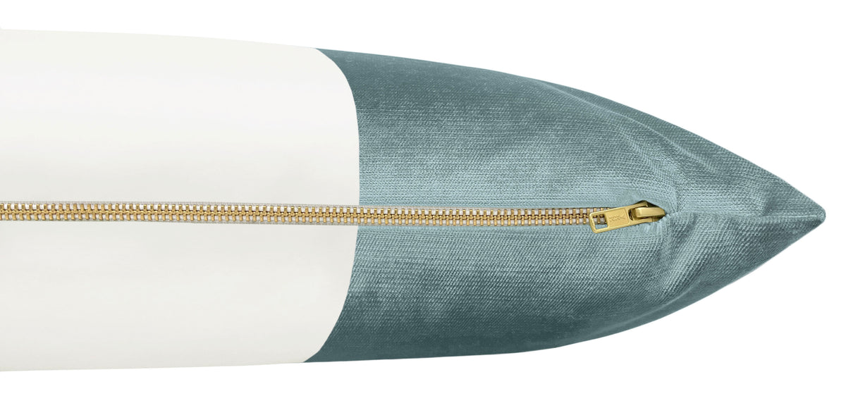 THE XL LUMBAR :: COLORBLOCK FAUX SILK VELVET // CERULEAN BLUE