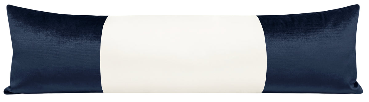 THE XL LUMBAR :: COLORBLOCK FAUX SILK VELVET // NAVY BLUE
