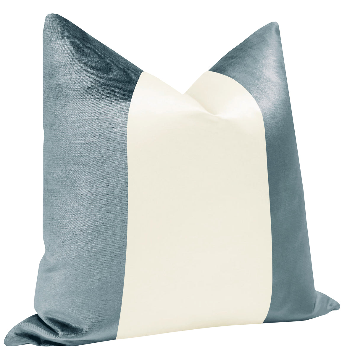 PANEL COLORBLOCK :: FAUX SILK VELVET // CERULEAN BLUE + ALABASTER SILK