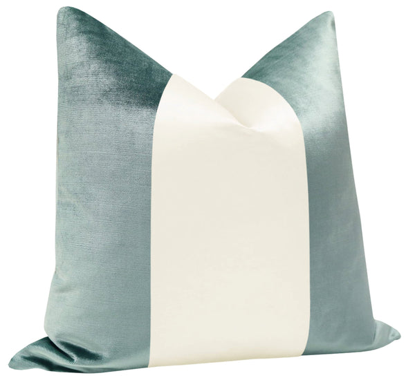 PANEL COLORBLOCK :: FAUX SILK VELVET // TURKISH BLUE + ALABASTER SILK