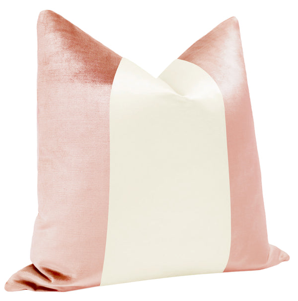 PANEL COLORBLOCK :: FAUX SILK VELVET // PINK PEONY + ALABASTER SILK