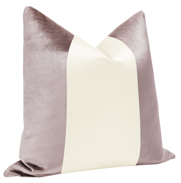 PANEL COLORBLOCK :: FAUX SILK VELVET // SMOKEY LAVENDER + ALABASTER SILK