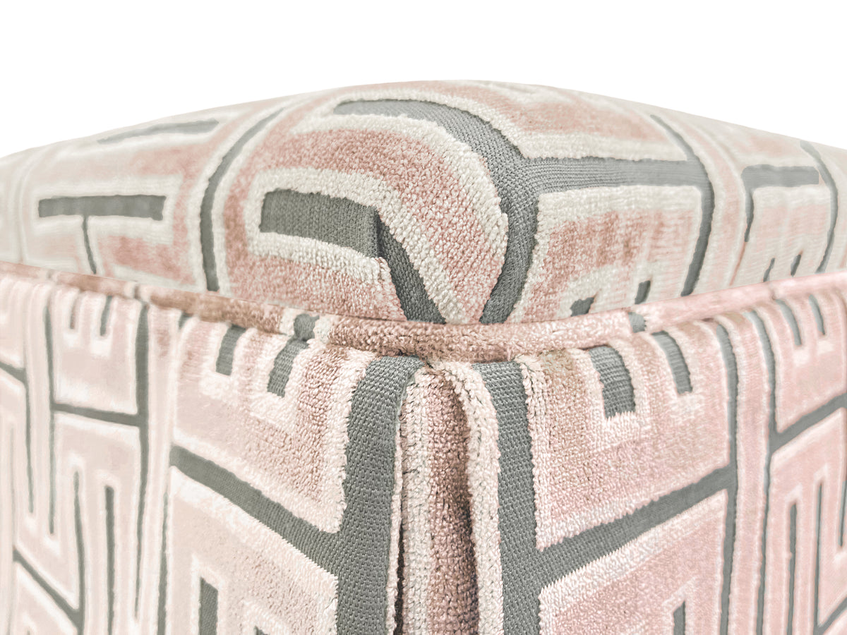 THE SKIRTED OTTOMAN :: GRECIAN CUT VELVET  // BLUSH