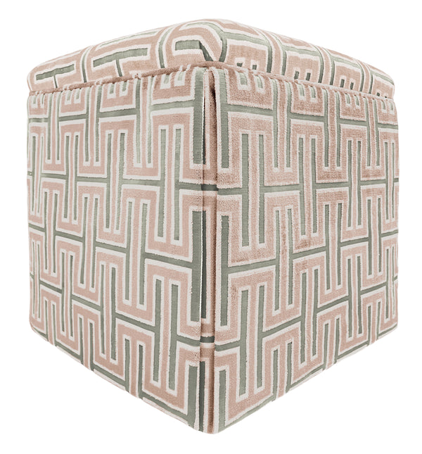 THE SKIRTED OTTOMAN :: GRECIAN CUT VELVET  // BLUSH