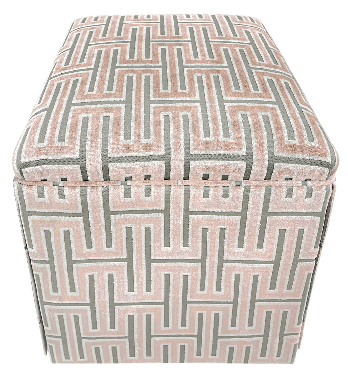 THE SKIRTED OTTOMAN :: GRECIAN CUT VELVET  // BLUSH