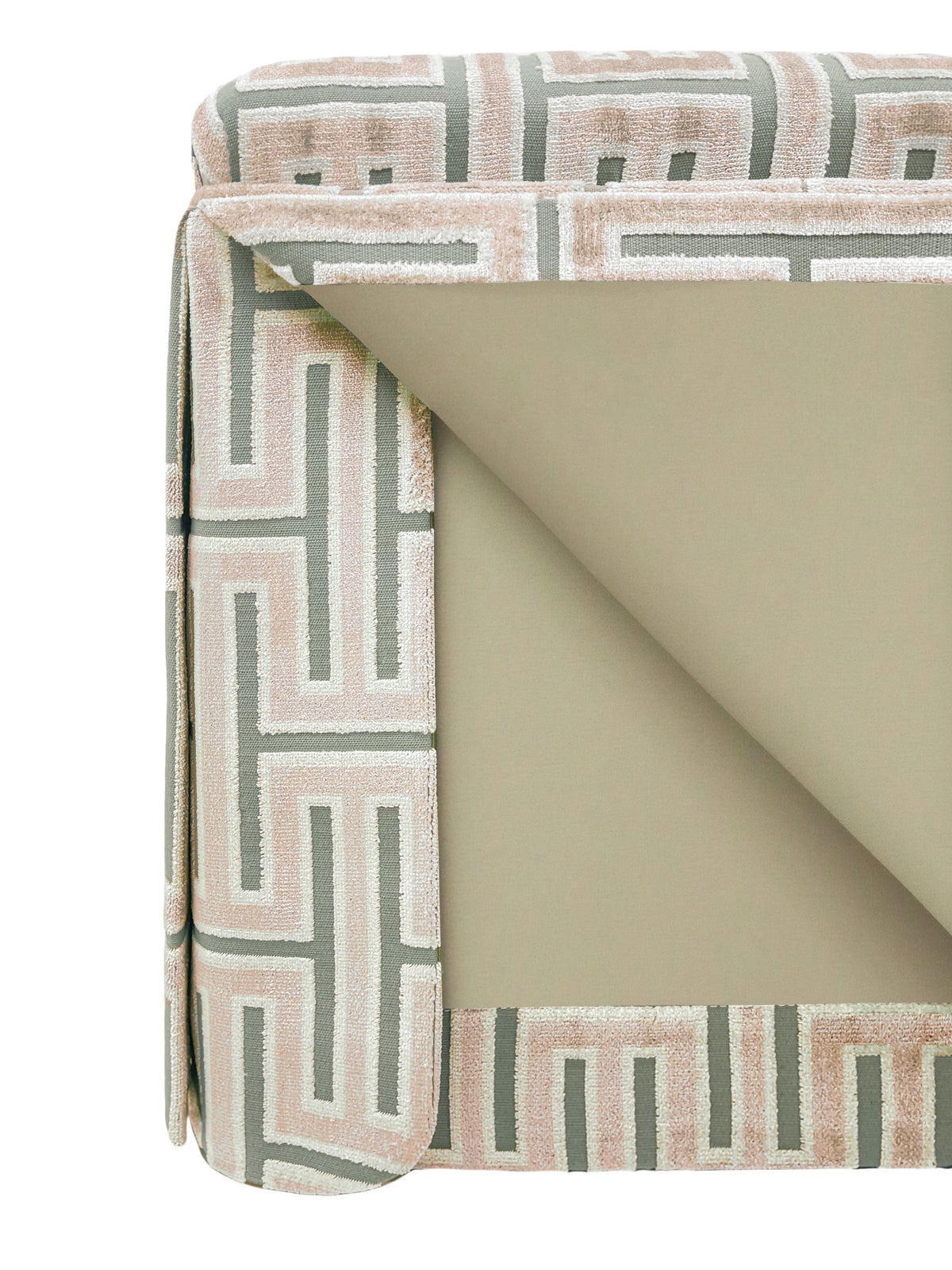 THE SKIRTED OTTOMAN :: GRECIAN CUT VELVET  // BLUSH