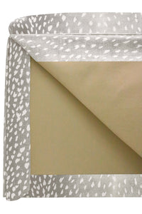 THE SKIRTED OTTOMAN :: ANTELOPE LINEN PRINT // GREY