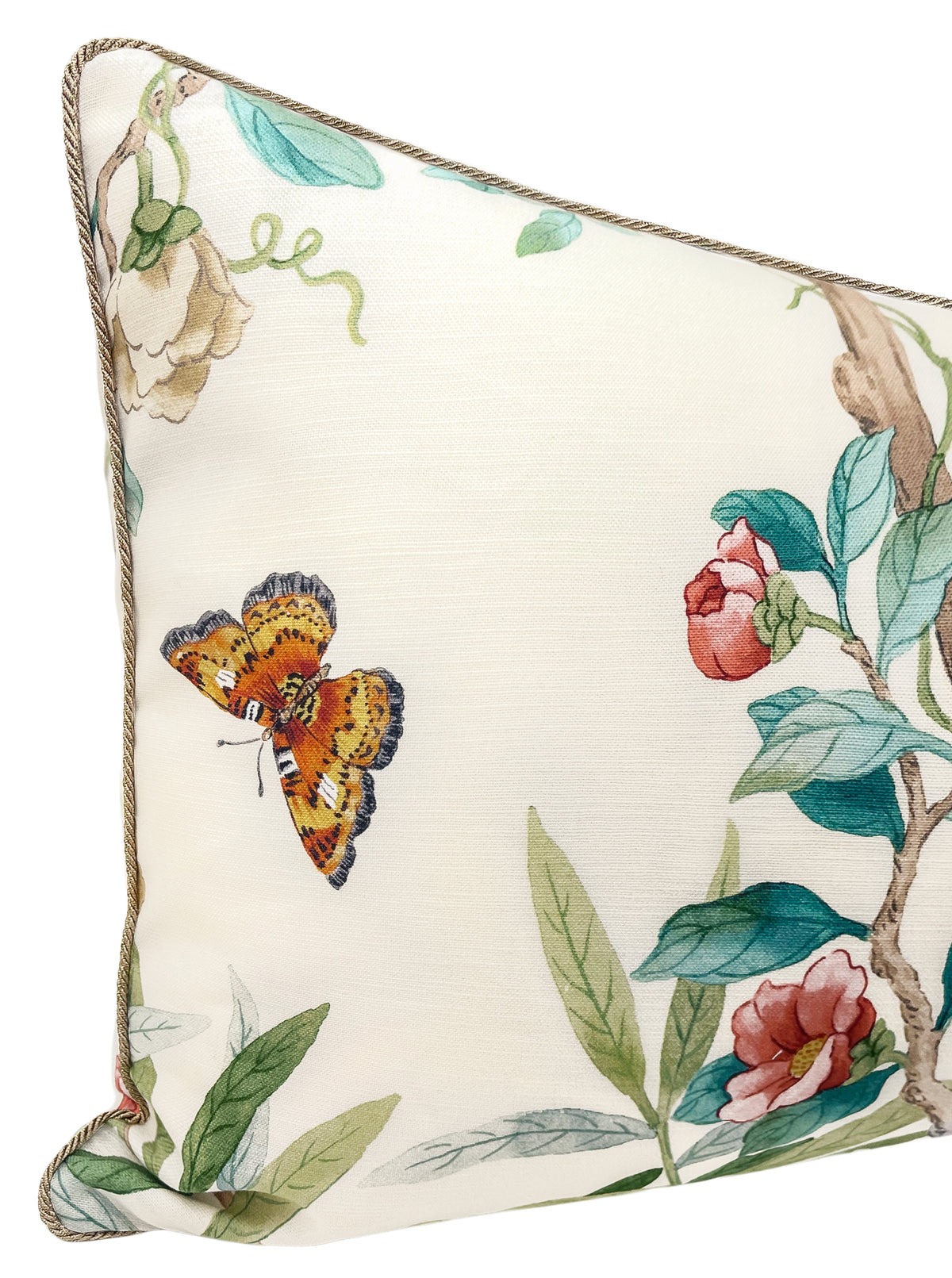 THE XL LUMBAR :: IMPERIAL GARDEN WITH BRASS CORDING // JADE