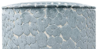 THE TIGHT ROUND OTTOMAN :: LEOPARD CUT VELVET // CERULEAN BLUE