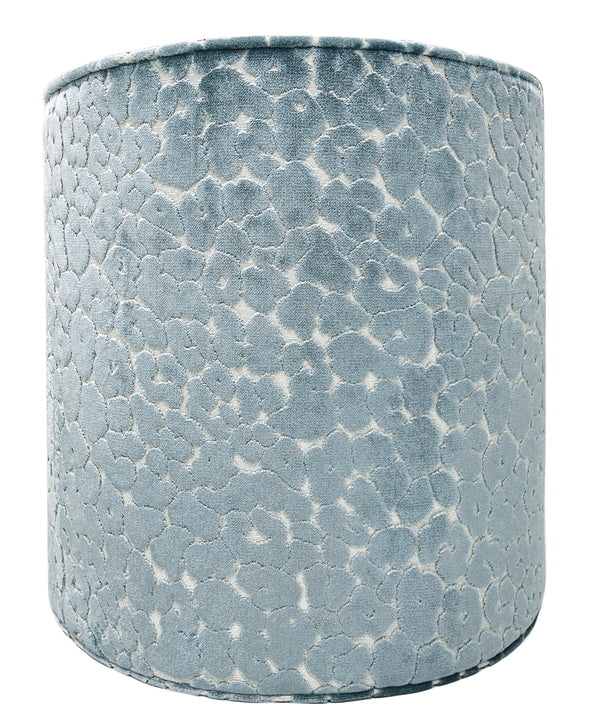 THE TIGHT ROUND OTTOMAN :: LEOPARD CUT VELVET // CERULEAN BLUE