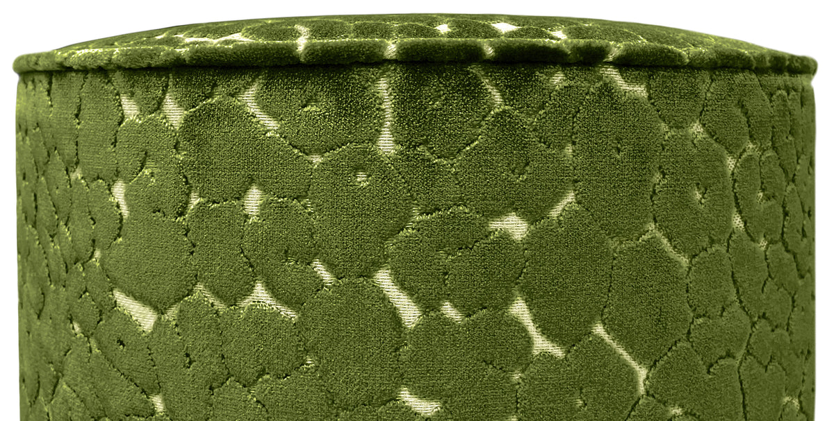 THE TIGHT ROUND OTTOMAN :: LEOPARD CUT VELVET // OLIVE