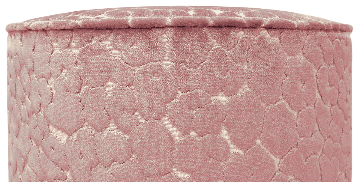 THE TIGHT ROUND OTTOMAN :: LEOPARD CUT VELVET // PINK PEONY