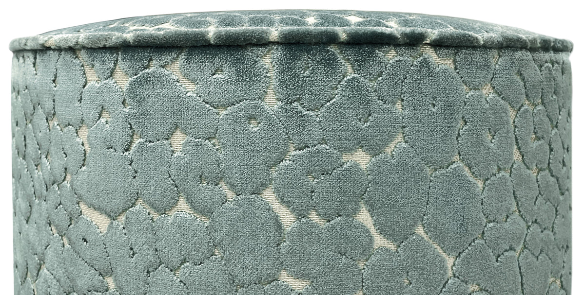 THE TIGHT ROUND OTTOMAN :: LEOPARD CUT VELVET // TURKISH BLUE