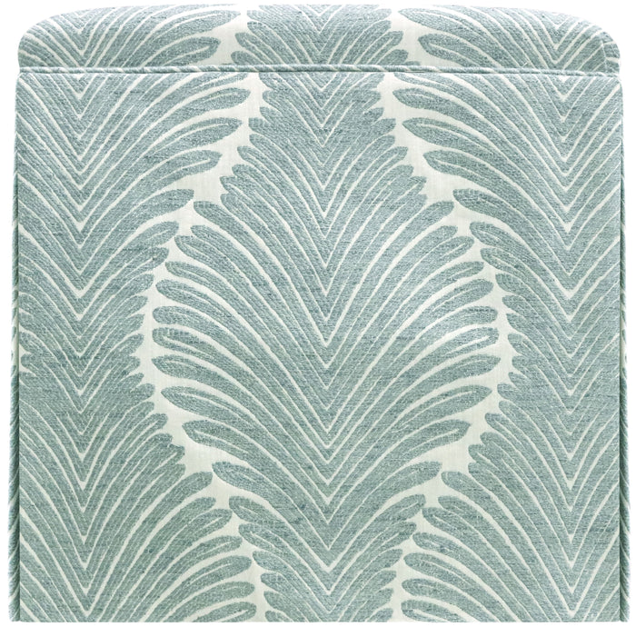 THE SKIRTED OTTOMAN :: MUSGROVE CHENILLE // SPA BLUE