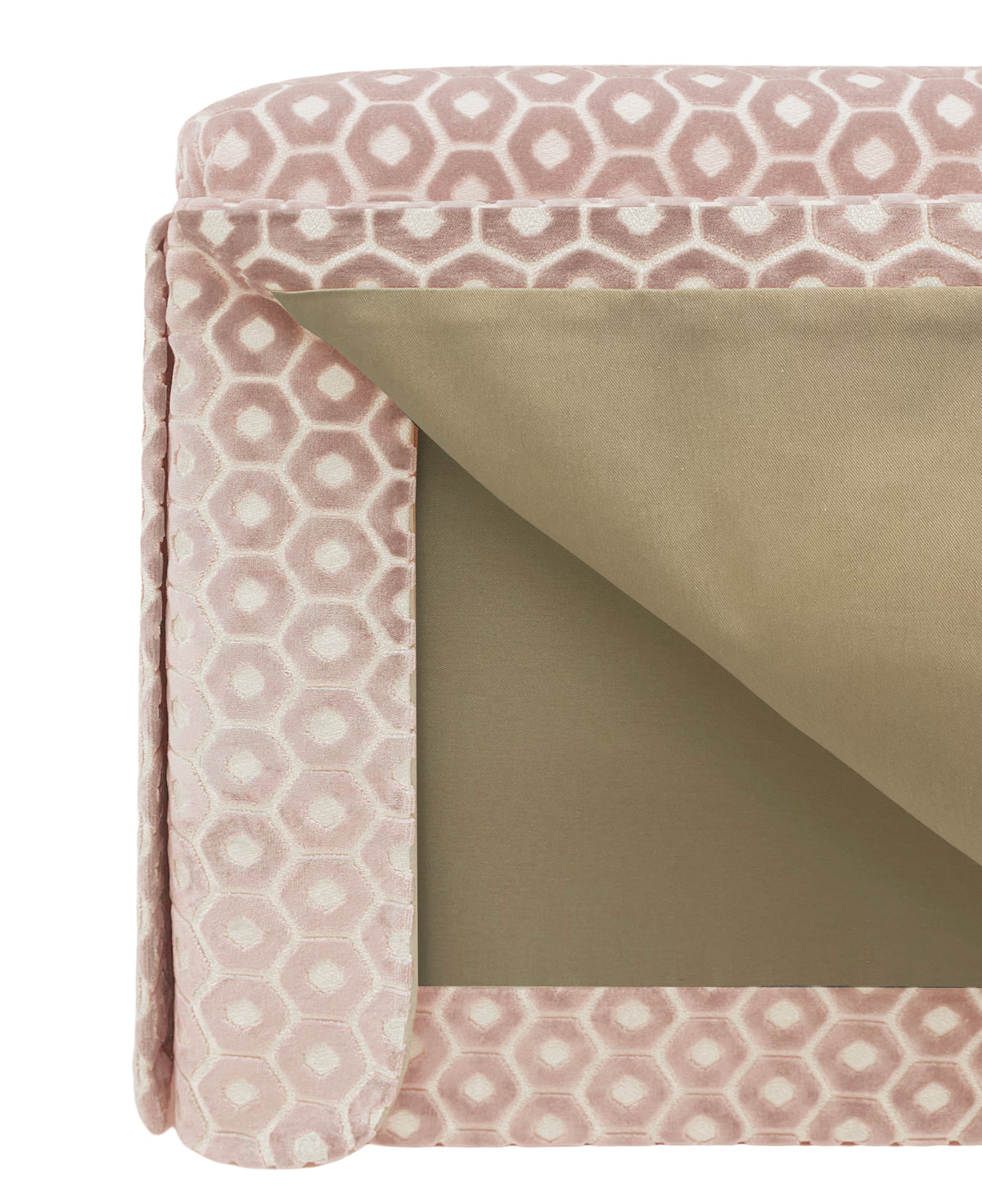 THE SKIRTED OTTOMAN :: PALOMA CUT VELVET  // BLUSH