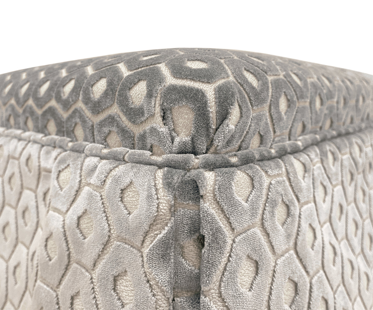 THE SKIRTED OTTOMAN :: PALOMA CUT VELVET  // GREY