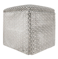 THE SKIRTED OTTOMAN :: PALOMA CUT VELVET  // GREY